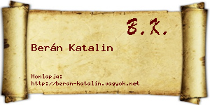 Berán Katalin névjegykártya