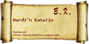 Berán Katalin névjegykártya